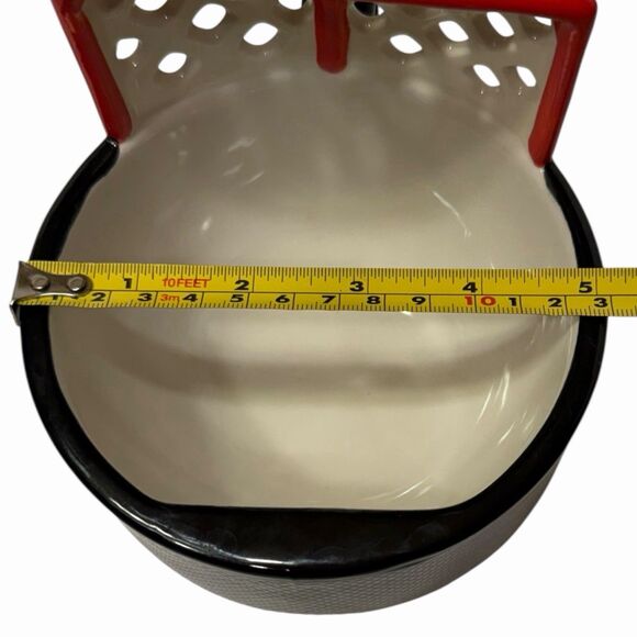 Hockey Puck Soup Bowl 16 oz Ceramic Goal Net Black Red Textured Novelty Gift 🏒 - Picture 6 of 10